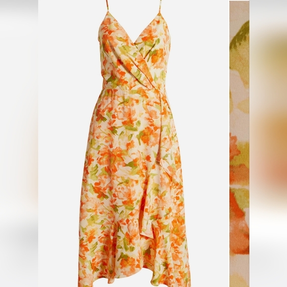 CHELSEA28 FAUX WRAP MIDI DRESS SZ SMALL - Picture 3 of 15